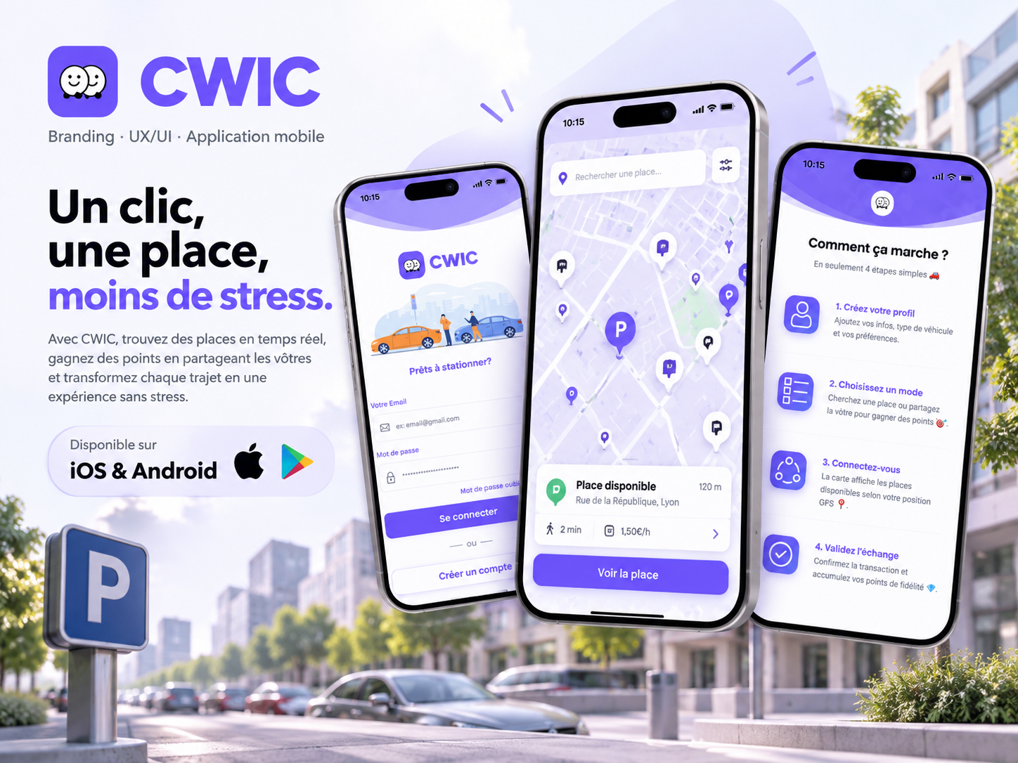 Application mobile CWIC présentée sur iPhone
